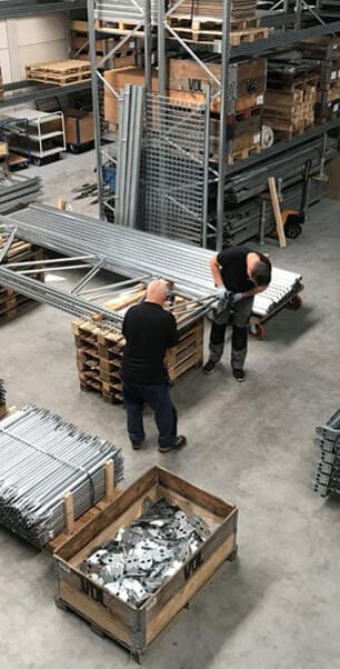 Voormonteren van METALSISTEM palletstellingen van het type SUPERBUILD
